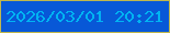 文字の大きさ：5、枠の色：c0b74d、背景の色：0858d7、文字の色：01b4f2 無料ブログパーツのブログ時計