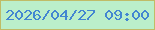 文字の大きさ：2、枠の色：c0bc66、背景の色：bbefca、文字の色：4386d1 無料ブログパーツのブログ時計