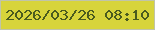 文字の大きさ：5、枠の色：c0c4a9、背景の色：d7d43b、文字の色：4a5b1e 無料ブログパーツのブログ時計