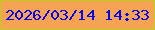 文字の大きさ：5、枠の色：c0cd1f、背景の色：f6a454、文字の色：0602f2 無料ブログパーツのブログ時計