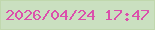 文字の大きさ：1、枠の色：c0d8ad、背景の色：cae0c0、文字の色：db50ac 無料ブログパーツのブログ時計