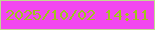 文字の大きさ：3、枠の色：c0da90、背景の色：f246f0、文字の色：9fc41e 無料ブログパーツのブログ時計