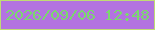 文字の大きさ：4、枠の色：c0dc75、背景の色：b373e1、文字の色：7ad86e 無料ブログパーツのブログ時計