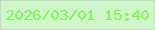 文字の大きさ：5、枠の色：c0ddbf、背景の色：d0f5cb、文字の色：77fd55 無料ブログパーツのブログ時計