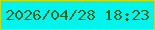 文字の大きさ：5、枠の色：c0e01b、背景の色：00f5ed、文字の色：2e6523 無料ブログパーツのブログ時計