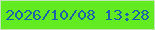 文字の大きさ：5、枠の色：c0e6b8、背景の色：63eb22、文字の色：1a64a7 無料ブログパーツのブログ時計