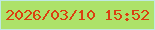 文字の大きさ：2、枠の色：c0e9e2、背景の色：ade269、文字の色：db3f10 無料ブログパーツのブログ時計