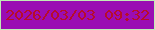 文字の大きさ：1、枠の色：c0ecb5、背景の色：9a0db3、文字の色：b70c2b 無料ブログパーツのブログ時計