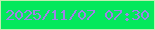 文字の大きさ：5、枠の色：c0eeb1、背景の色：04e85c、文字の色：9f80e7 無料ブログパーツのブログ時計