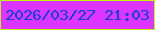 文字の大きさ：2、枠の色：c0f803、背景の色：dd35ff、文字の色：0a44da 無料ブログパーツのブログ時計