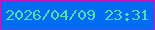 文字の大きさ：5、枠の色：c119bd、背景の色：016bf2、文字の色：4fddbc 無料ブログパーツのブログ時計