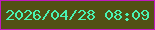 文字の大きさ：1、枠の色：c119be、背景の色：525014、文字の色：49f4b2 無料ブログパーツのブログ時計