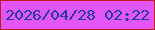 文字の大きさ：2、枠の色：c11c1d、背景の色：e455f8、文字の色：223e9c 無料ブログパーツのブログ時計