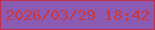 文字の大きさ：2、枠の色：c12e48、背景の色：8b5bb3、文字の色：cc373c 無料ブログパーツのブログ時計