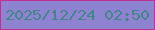 文字の大きさ：3、枠の色：c13195、背景の色：8d83d0、文字の色：44858a 無料ブログパーツのブログ時計