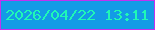 文字の大きさ：4、枠の色：c131f0、背景の色：139be6、文字の色：1ff8b6 無料ブログパーツのブログ時計