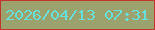 文字の大きさ：3、枠の色：c1352d、背景の色：9ba26e、文字の色：68e0d9 無料ブログパーツのブログ時計