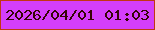 文字の大きさ：3、枠の色：c13713、背景の色：d43efa、文字の色：360406 無料ブログパーツのブログ時計