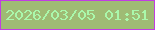 文字の大きさ：3、枠の色：c13de2、背景の色：9fbb74、文字の色：aaf8ab 無料ブログパーツのブログ時計