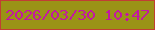 文字の大きさ：1、枠の色：c13e33、背景の色：9a9316、文字の色：c317a2 無料ブログパーツのブログ時計