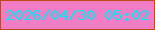 文字の大きさ：1、枠の色：c14a13、背景の色：f17ec4、文字の色：00e8f4 無料ブログパーツのブログ時計