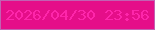 文字の大きさ：1、枠の色：c162b2、背景の色：e50e89、文字の色：fe26ab 無料ブログパーツのブログ時計
