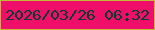 文字の大きさ：2、枠の色：c1ba34、背景の色：ef0e6a、文字の色：053e2a 無料ブログパーツのブログ時計