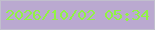 文字の大きさ：5、枠の色：c1bfcd、背景の色：baa9d0、文字の色：91f345 無料ブログパーツのブログ時計