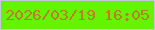 文字の大きさ：5、枠の色：c1c8d8、背景の色：65f300、文字の色：bc7b2e 無料ブログパーツのブログ時計