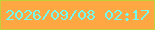 文字の大きさ：5、枠の色：c1cf39、背景の色：ffa843、文字の色：74fbf0 無料ブログパーツのブログ時計