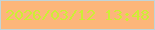 文字の大きさ：2、枠の色：c1d4d9、背景の色：fdb67a、文字の色：cdee35 無料ブログパーツのブログ時計
