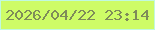 文字の大きさ：1、枠の色：c1f9e0、背景の色：cefc67、文字の色：7e8c59 無料ブログパーツのブログ時計