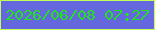 文字の大きさ：1、枠の色：c1ff54、背景の色：6567df、文字の色：21e41e 無料ブログパーツのブログ時計