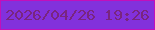 文字の大きさ：5、枠の色：c20fbb、背景の色：8231dc、文字の色：792580 無料ブログパーツのブログ時計