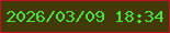 文字の大きさ：5、枠の色：c21125、背景の色：423a08、文字の色：4ae33b 無料ブログパーツのブログ時計