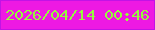 文字の大きさ：5、枠の色：c213e6、背景の色：ee19e3、文字の色：96f93e 無料ブログパーツのブログ時計