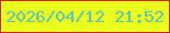 文字の大きさ：4、枠の色：c22922、背景の色：ebff1d、文字の色：5bc6b8 無料ブログパーツのブログ時計