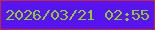 文字の大きさ：5、枠の色：c22c30、背景の色：5614f2、文字の色：8fcc2a 無料ブログパーツのブログ時計