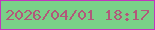 文字の大きさ：5、枠の色：c235bd、背景の色：7ad088、文字の色：b2587a 無料ブログパーツのブログ時計