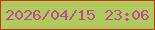 文字の大きさ：1、枠の色：c23917、背景の色：b1ca5e、文字の色：be4a8f 無料ブログパーツのブログ時計
