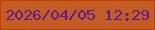 文字の大きさ：5、枠の色：c23f03、背景の色：c35d24、文字の色：5f1b94 無料ブログパーツのブログ時計