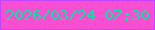 文字の大きさ：4、枠の色：c244fe、背景の色：f84ed1、文字の色：01e6a0 無料ブログパーツのブログ時計