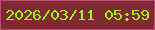 文字の大きさ：2、枠の色：c24a82、背景の色：80292f、文字の色：9cf616 無料ブログパーツのブログ時計