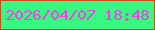 文字の大きさ：1、枠の色：c24e1e、背景の色：38f97f、文字の色：f540ea 無料ブログパーツのブログ時計