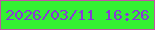 文字の大きさ：2、枠の色：c253a6、背景の色：34f133、文字の色：8938d7 無料ブログパーツのブログ時計
