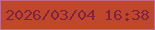 文字の大きさ：5、枠の色：c26a8c、背景の色：bf482c、文字の色：812242 無料ブログパーツのブログ時計
