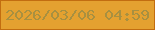 文字の大きさ：5、枠の色：c26d10、背景の色：e4a130、文字の色：a89040 無料ブログパーツのブログ時計