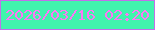 文字の大きさ：4、枠の色：c270ea、背景の色：41f4ad、文字の色：fe77f5 無料ブログパーツのブログ時計
