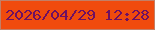 文字の大きさ：3、枠の色：c27f66、背景の色：f04b0d、文字の色：6e1063 無料ブログパーツのブログ時計