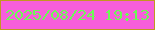 文字の大きさ：1、枠の色：c29721、背景の色：f75edb、文字の色：6bfa55 無料ブログパーツのブログ時計